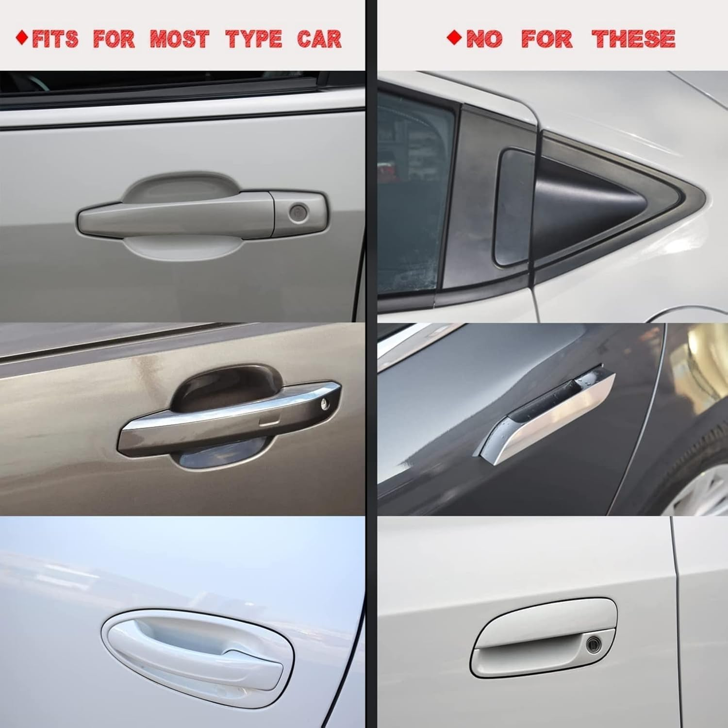8 Pcs Car Door Handle Protectors - Transparent Waterproof Anti-Scratch Paint Universal Cup Handle Sticker