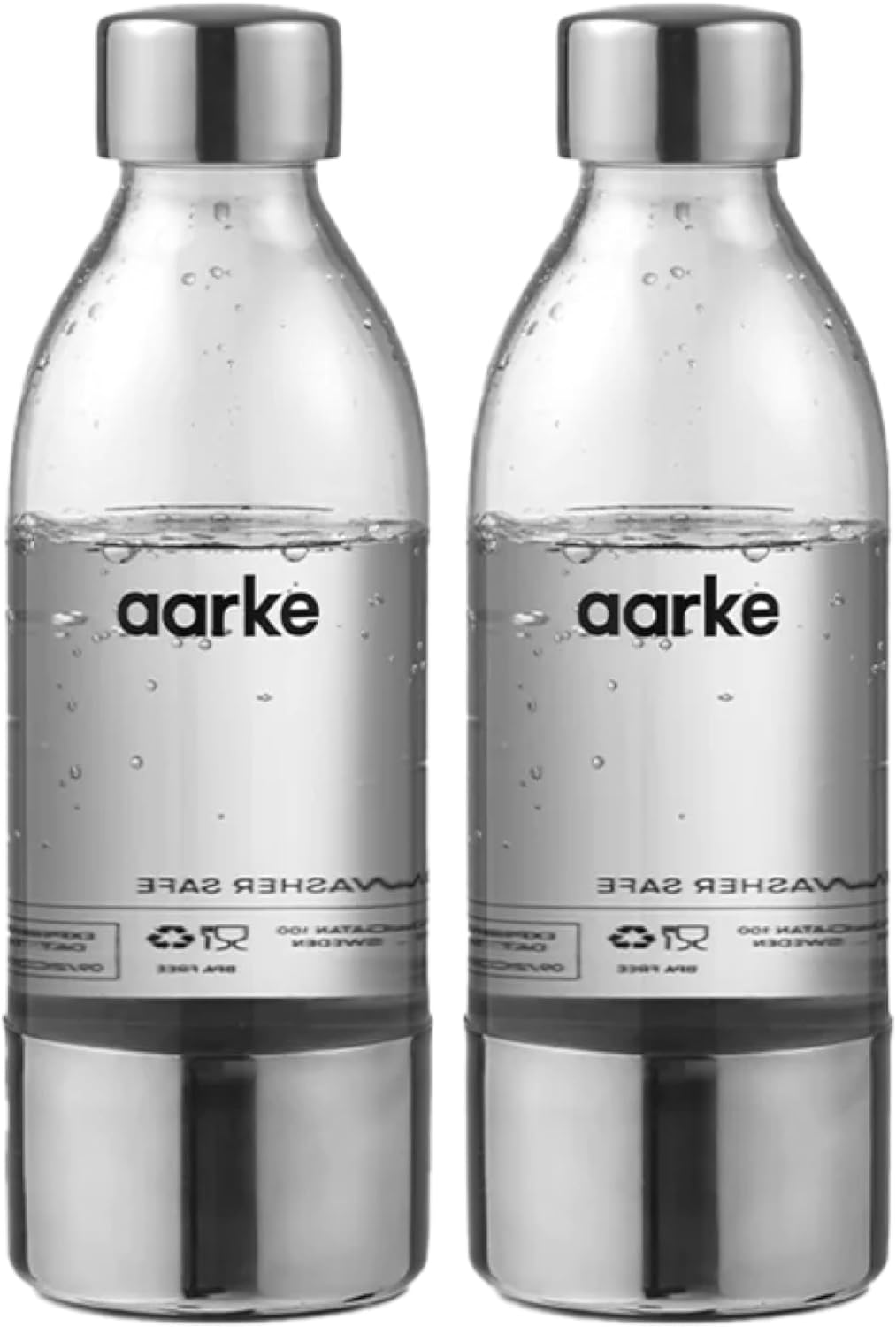 Aarke 2-Pack Small PET Bottle for Sparkling Water Maker Carbonator 3, BPA Free with Details in Steel, 450Ml, AASPB1-STEEL image number 4