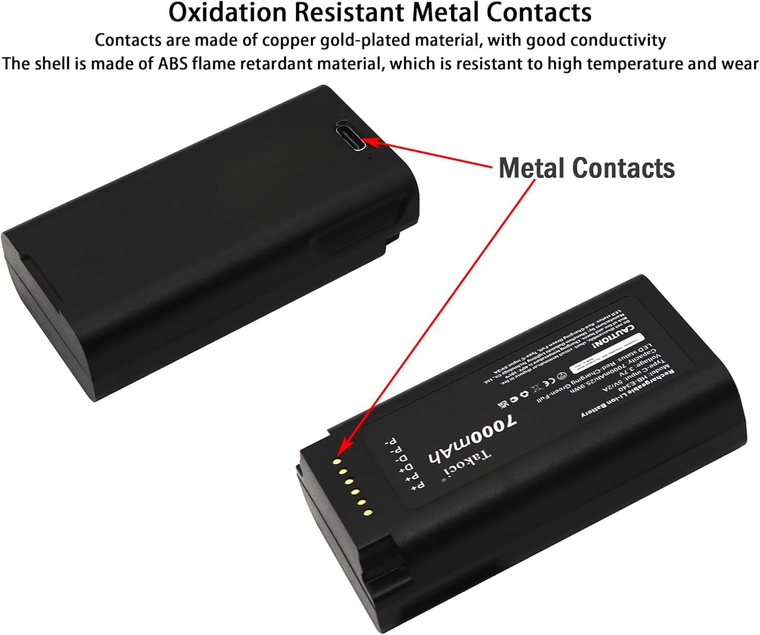 TAKOCI E340 Battery Replacement Compatible with Eu/Fy Security Video Doorbell E340/C31 Dual Camera Video Doorbell E340/C31 Spare with Type-C Charger Cable 7000Mah/3.7V image number 5