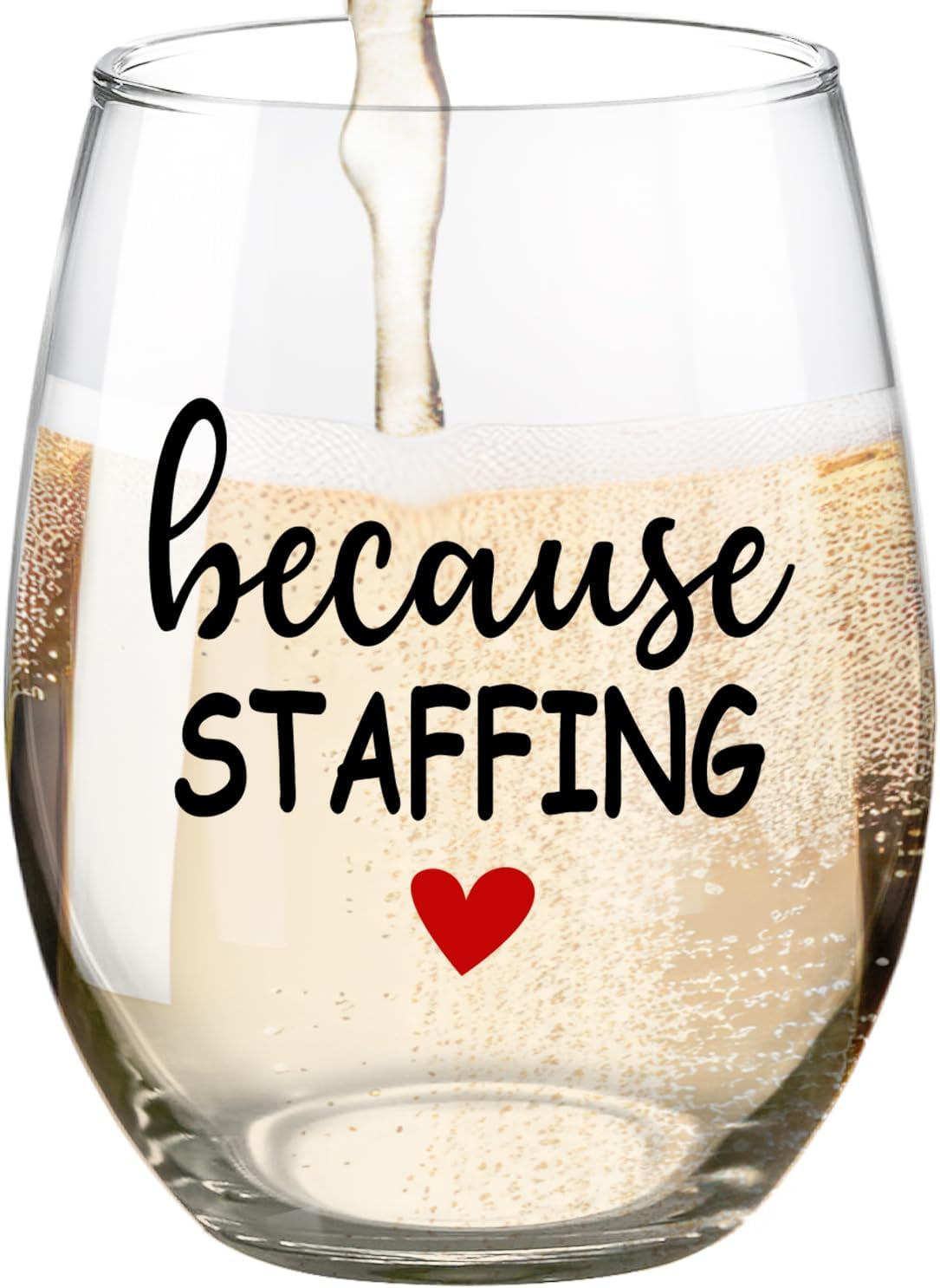 Fatbaby Funny Wine Glass for Coworker Boss Lady Secretary,Work Besties, Humorous Christmas Office Gag Gift, Because Work Stemless Wine Glass for Employee Friends 15OZ