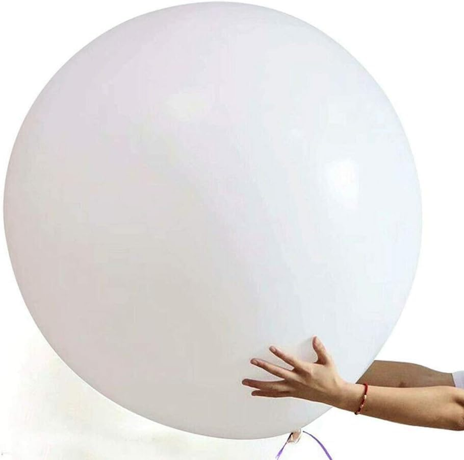 6 Big Balloons 36" round Balloons Extra Large & Thick Balloons Reusable Giant Latex Balloons, for Photo Shoot/Birthday/Wedding Party/Festival/Event/Carnival Decorations, White image number 3