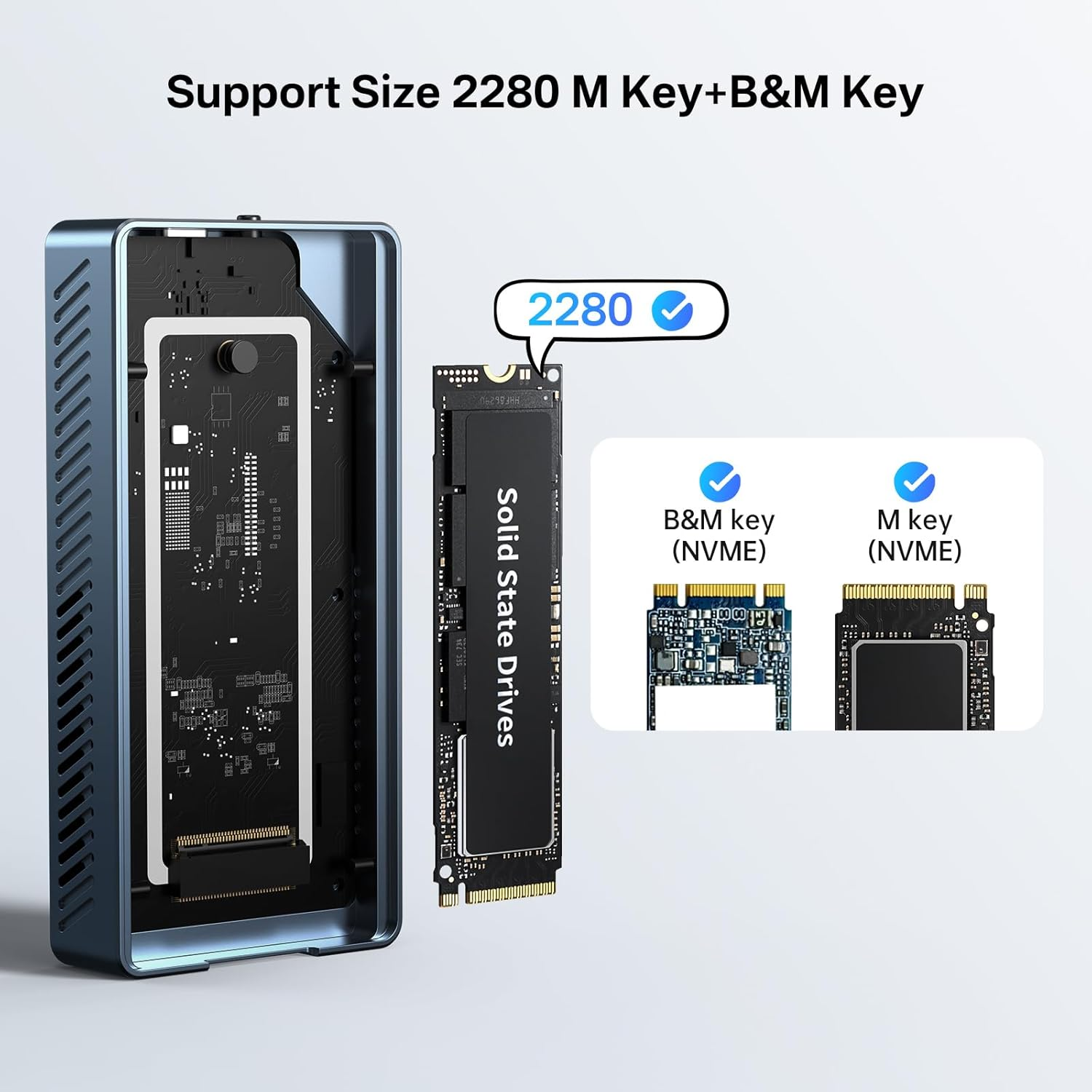 ACASIS 40Gbps M.2 Nvme SSD Enclosure, with Cooling Fan, TBU 405 Pro for M1 M2 Pro/Max, Compatible with USB4/3.2/3.1/3.0/2.0, Support SSD Size 2230/2242/2260/2280 B+M M-Key (TBU405 PRO) (Grey) image number 5