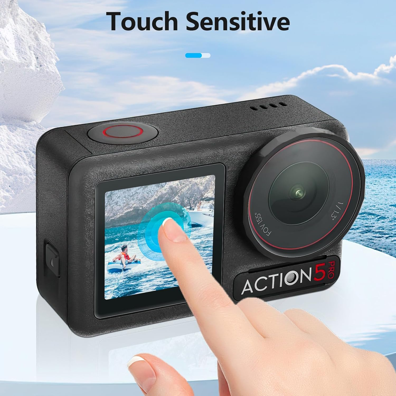 AMAZEAR Lens Screen Protector for DJI Osmo Action 5 Pro Accessories (2Sets-8Pack), Action5 Pro Tempered Glass Screen Protector with Silicone Lens Cap, 9H, HD, Scratch Resistant, Bubble-Free image number 2