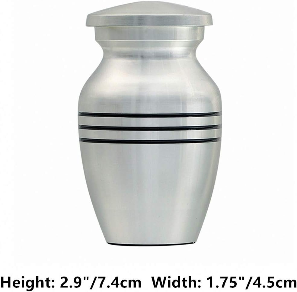 Small Keepsake Urn for Human or Pet Ashes, Hard Metal Cremation Mini Funeral Urn with Velvet Bag image number 6