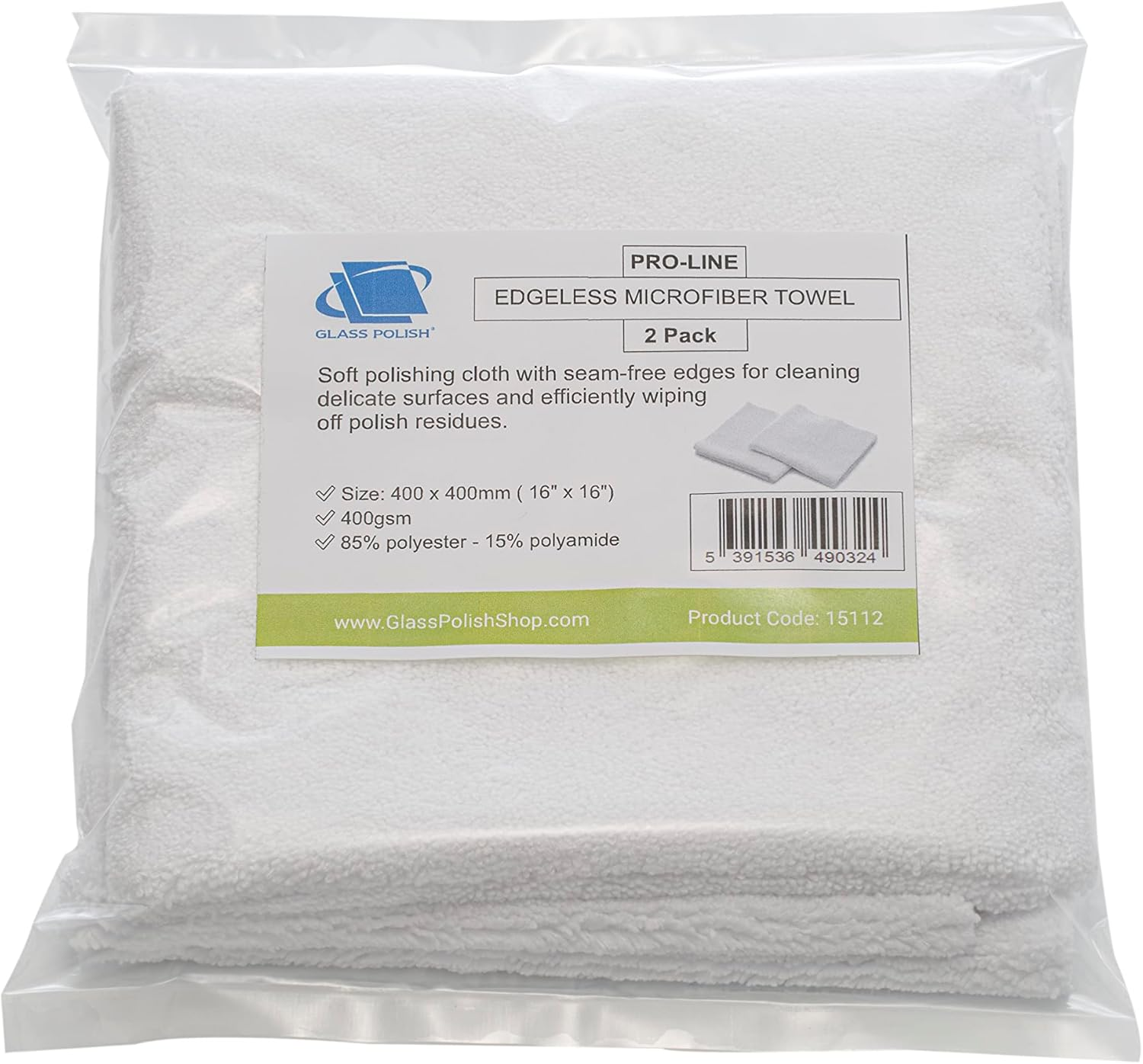 Glass Polish (40X40Cm) Pack of 2 Premium Dual-Sided Microfiber Towel - Ultra Soft for Polishing and Extra Absorbent for Cleaning - GP15112