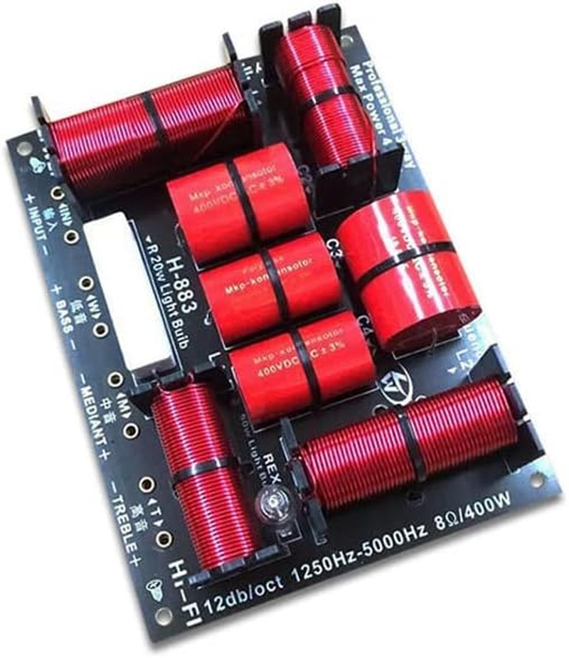 HOOCI 1PCS 3 Way 400W Professional Speaker Frequency Divider 1250Hz/5000Hz Stage Home Theater 3Unit High Power Audio Crossover Filters image number 2