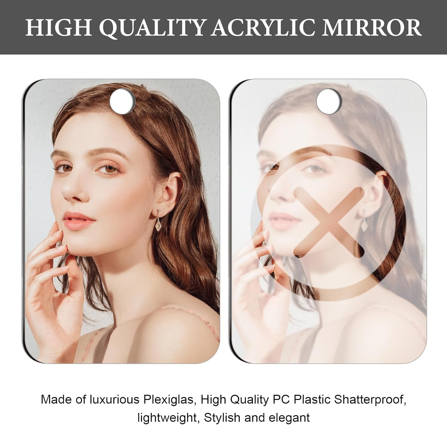 Shaving Mirror, Shatterproof Shower Mirror, Unbreakable Makeup Travel Camping Shaving Mirrors, Fog Free Wall Hanging Bathroom Shower Mirror for Shaving, Make-Up, Skin Care