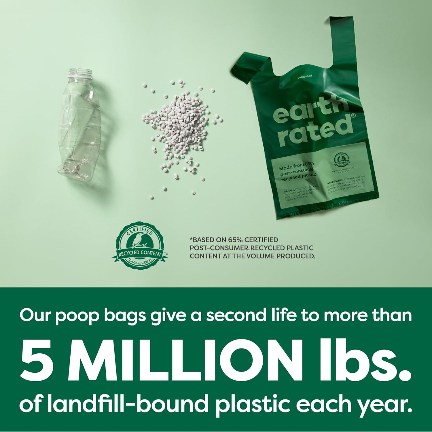 Earth Rated Poop Bags, Dog Waste Bags with Easy Tie Handles, Lavender-Scented, Completely Leak-Proof, Fits Standard Sized Cat Litter Scoops, 7 X 13.5 Inches, Easy Dispensing, 120 Bags image number 3