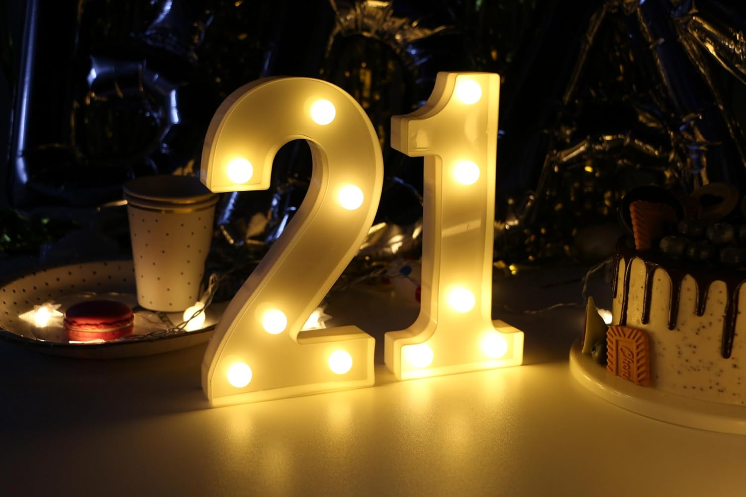 21St Birthday Decorations for Her&Him, 21St Birthday Centerpieces Table Decorations for Women&Men, Light up Numbers 21 Sign for Party Backdrop Wall Decor image number 3