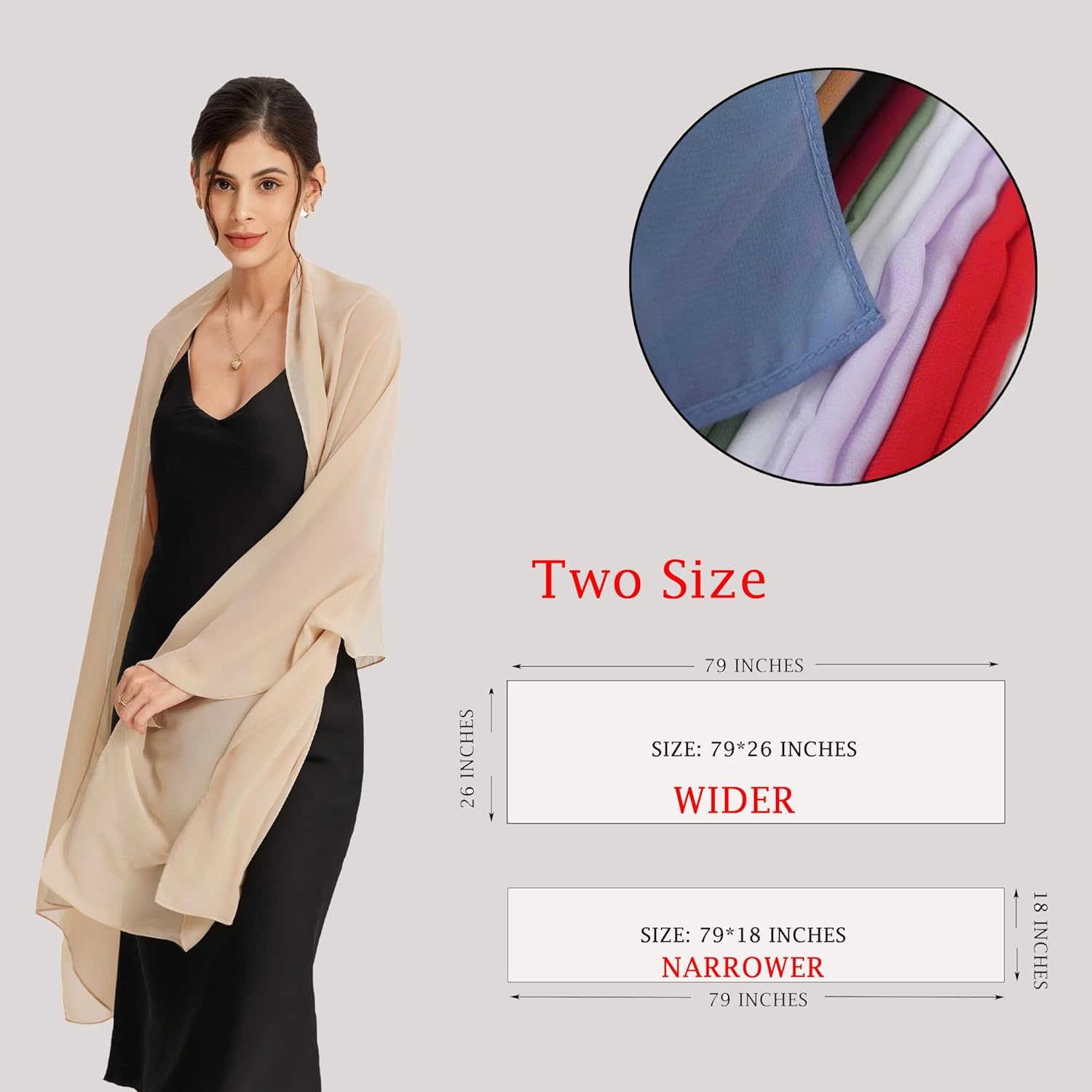 Pukguro Shawls and Wraps for Evening Dresses Sheer Chiffon Women Elegant Soft Silky Wraps Wedding Bridal Scarf