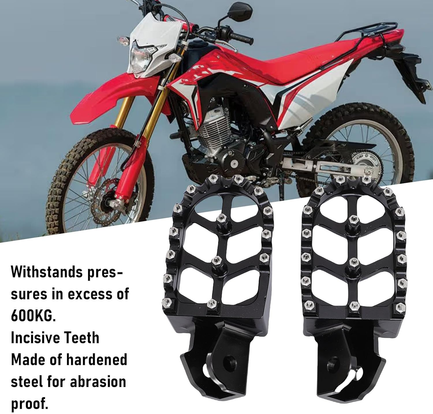 Asixxsix Dirt Bike Foot Pegs, Motorcycle Footpegs Pedals, Aluminium Dirt Bike Footrest for Surron Light Bee X, Motorcycle Rest Pedal Footpegs Replacement (Black) image number 3