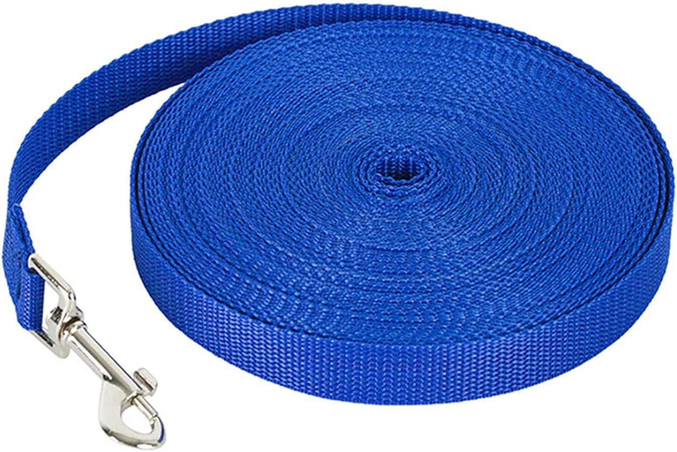 15M Long Dog Lead for Training & Outdoor &ndash; Lightweight Nylon Dog Leash with 360&deg; Tangle-Free Swivel Hook, Waterproof for Recall, Hiking, Camping (Blue)