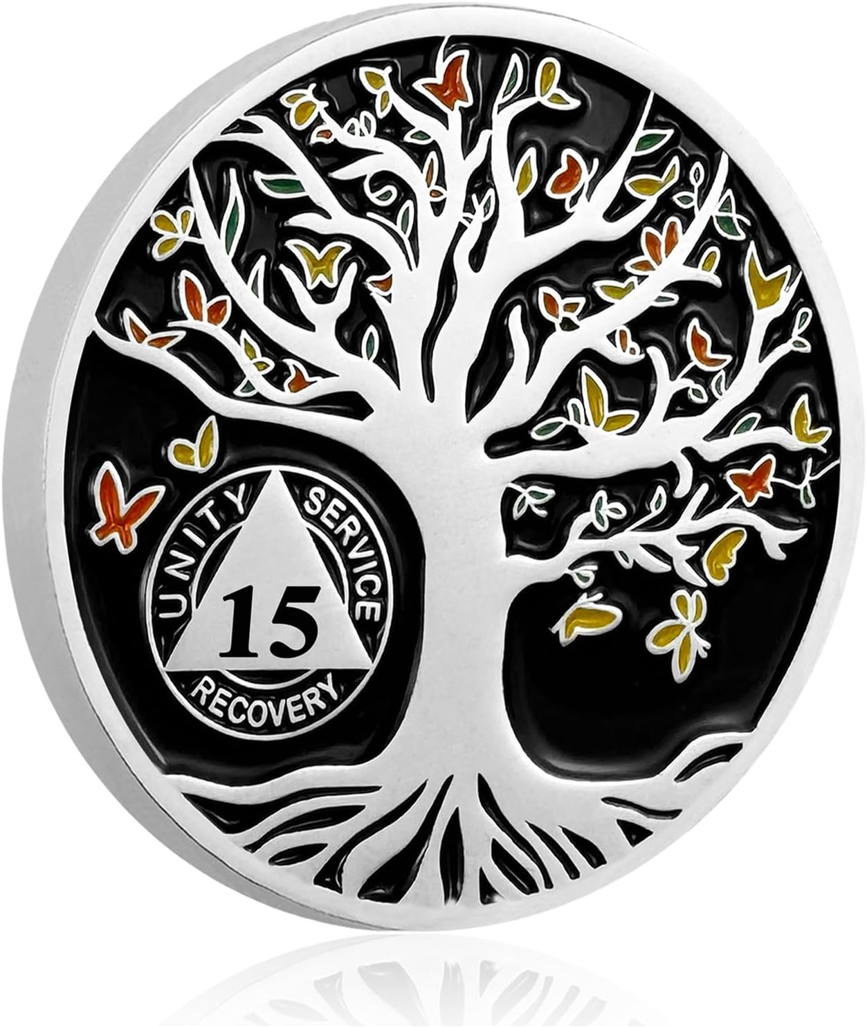 15 Year Sobriety Coin, Butterfly Tree of Life AA Medallions Serenity Prayer Sobriety Chips - AA Coins Anniversary Recovery Chips Sober Tokens for Alcoholics Anonymous Recovery Sober Gifts image number 6