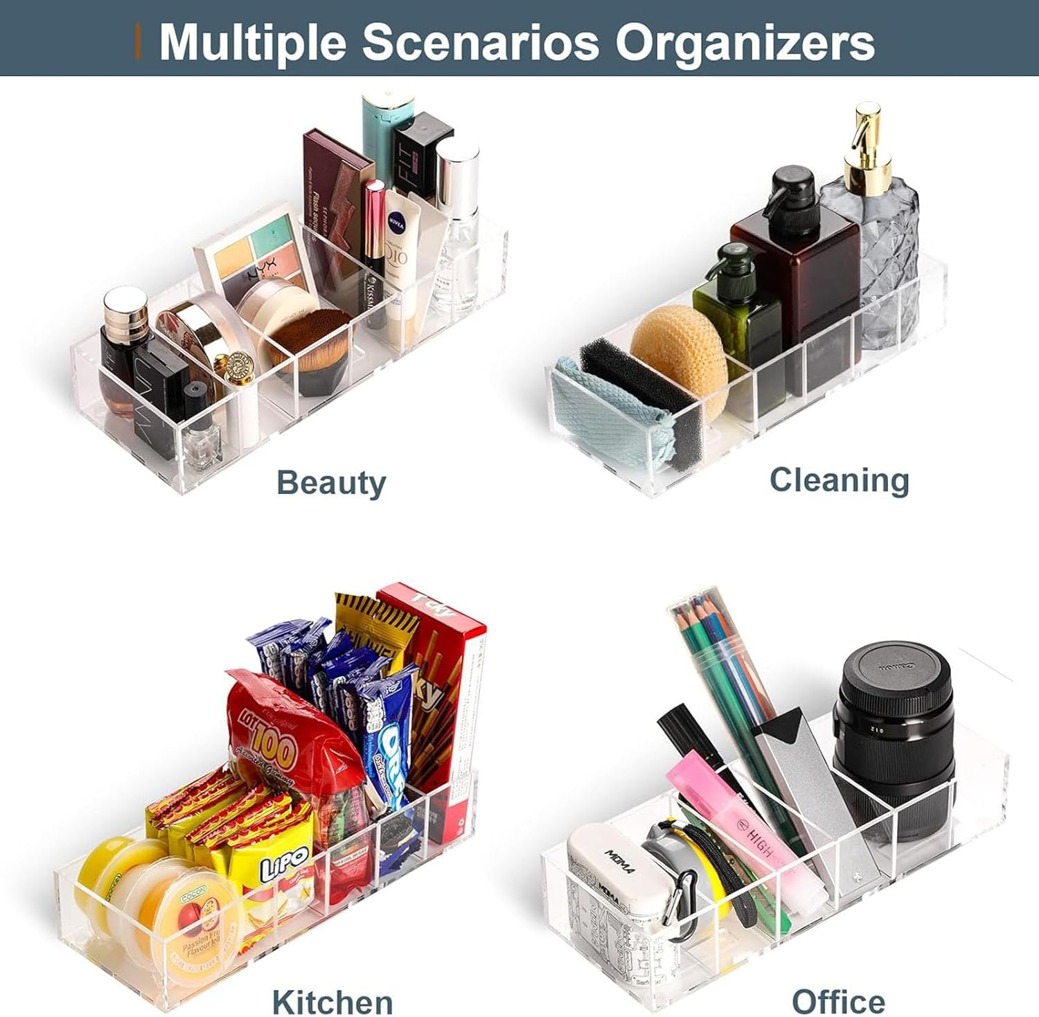 Acrylic Tumbler Lid Organizer for Stanley Cup Accessories,Kitchen Cabinet Organizers Pantry Organization, Clear Storage Containers Organizing Bins