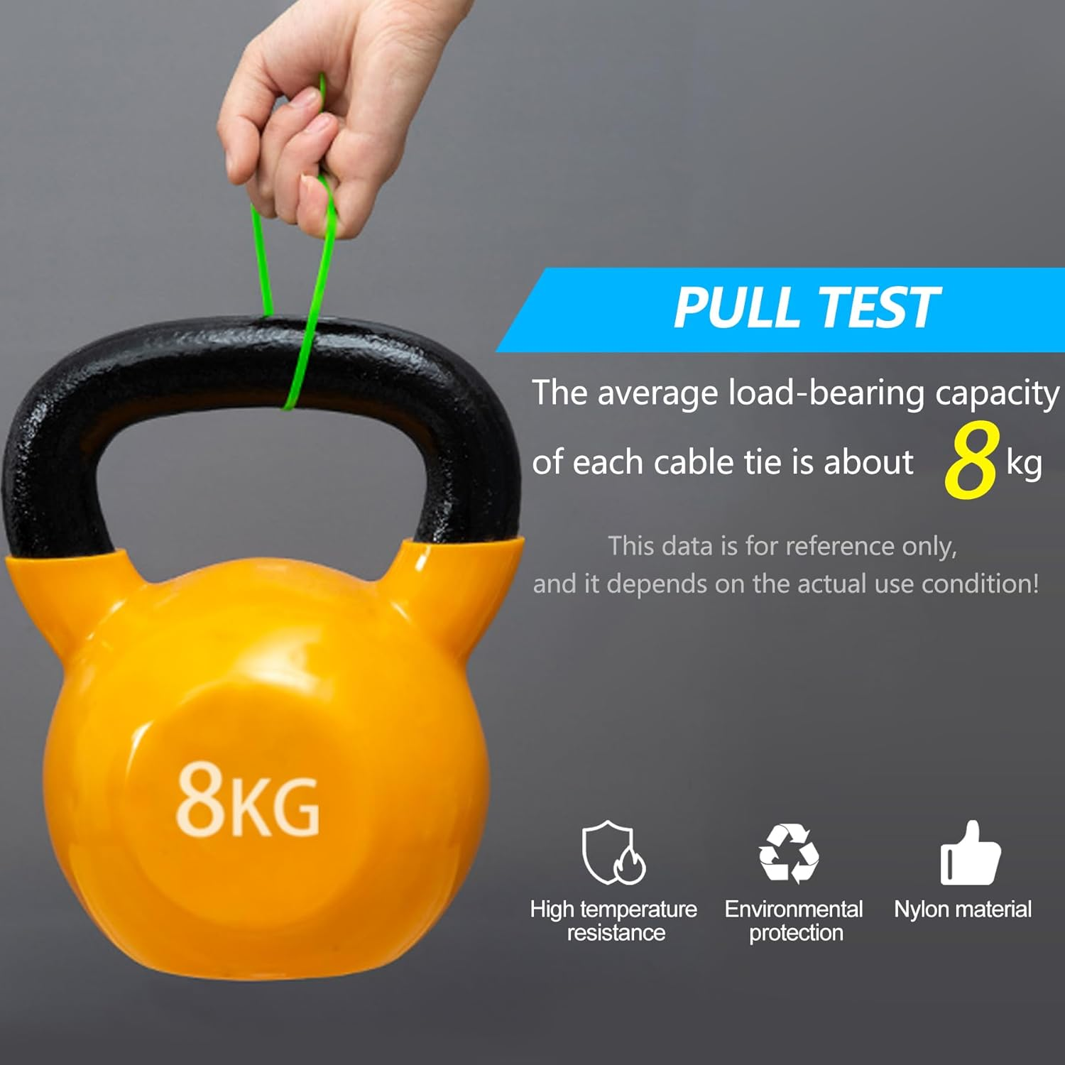 TORMEN 8 Inch Cable Ties, 18Lbs Nylon Wire Zip Tie，Adjustable Assortment Cord Management for Home, Office, Gardening (Green 100Pcs） image number 4