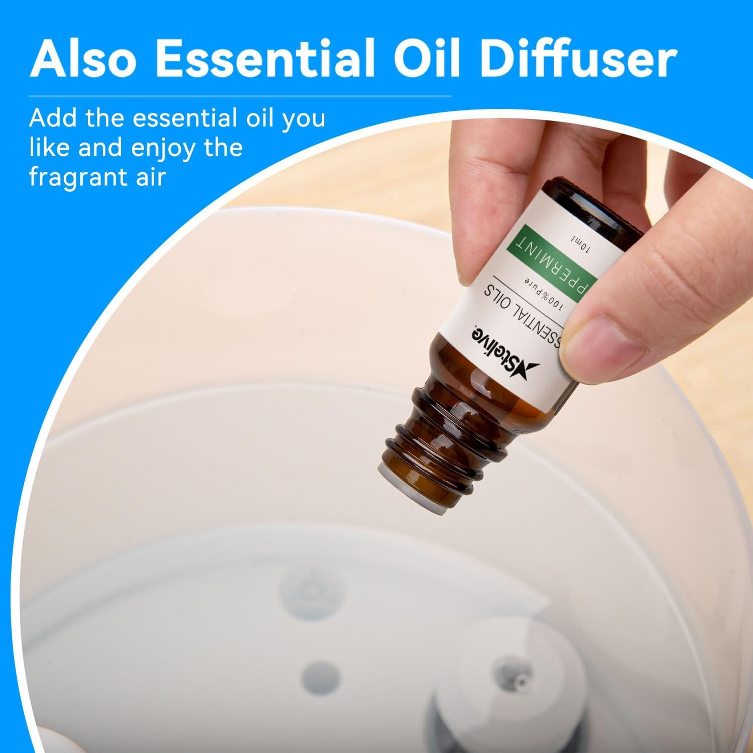 Stelive 2.5L Air Humidifier for Bedroom Baby Room, Cool Mist Humidifiers with 7 Color LED Light, 360&deg; Nozzle, Top Fill, Quiet Sleep Mode, Auto Shut Off, Humidifier, Oil Diffuser & Night Light 3 in 1 image number 6