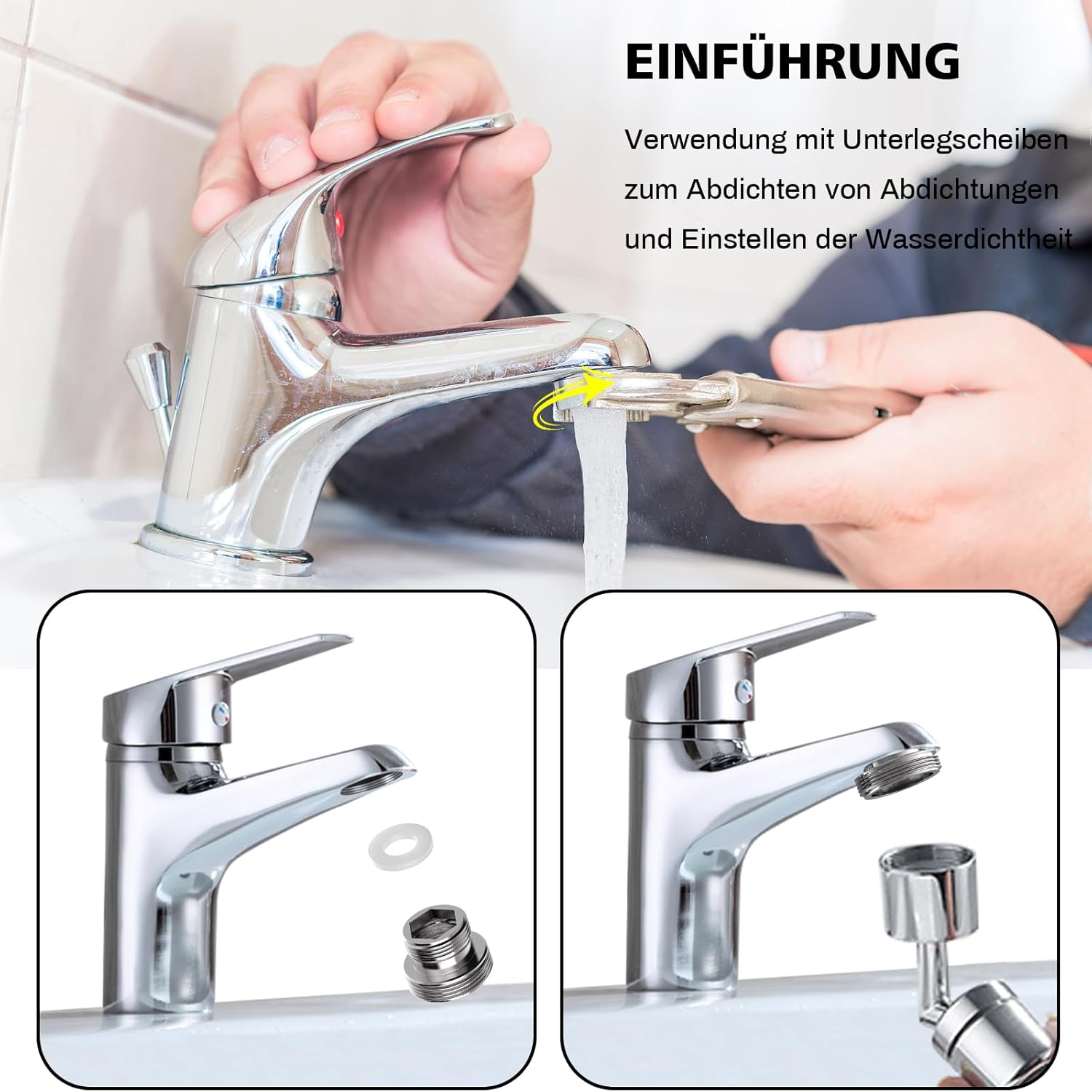 Yvyan Tap Adapter M18 to M22-2 Pieces, Thread Adapter for Male Thread M18 and M22, Suitable for Kitchen Taps, Water Savers, Water Cleaners, Hose Connections (Silver, M18-M22) image number 1