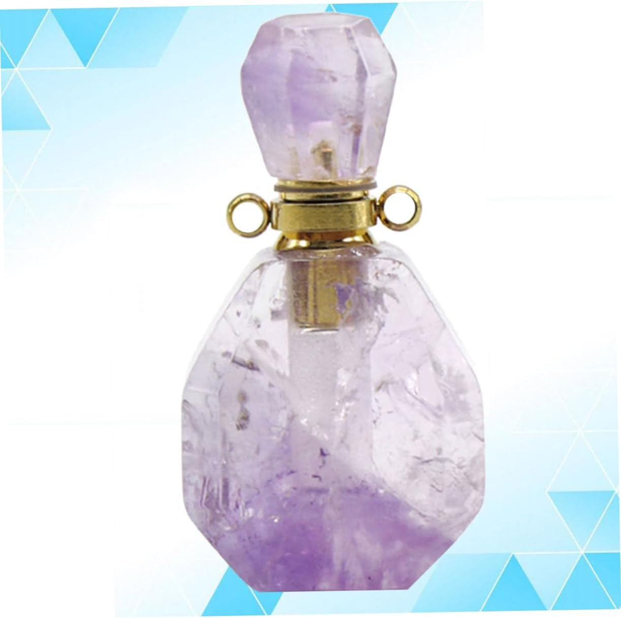 LIFKOME 2Pcs Natural Fluorite Perfume Atomizer Leakproof Travel Bottle Pendant Necklace Essential Oil Bottle Jewelry Decor without Lanyard Chain image number 5