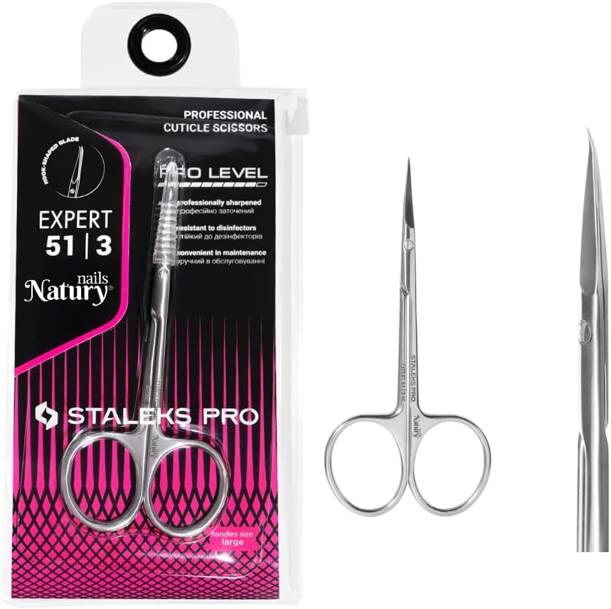 STALEKS PRO by Natury Nails Professional Cuticle Scissors Ergonomic Rings Stainless Steel Expert SE-51/3 image number 4