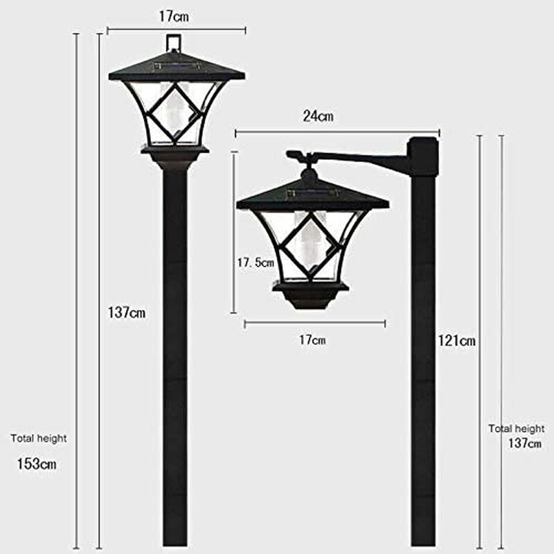 Dovhmoh 1.5M LED Solar Powered Garden Lamp Post - Decorative Waterproof Outdoor Lantern Lights for Pathway, Driveway, Yard, Porch image number 4