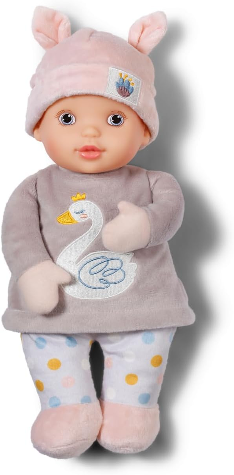 BABY Born for Babies Sweetie Mauve, Soft 30Cm Grey Fabric Doll with Soft Touch Material and Integrated Rattle for Newborn Babies