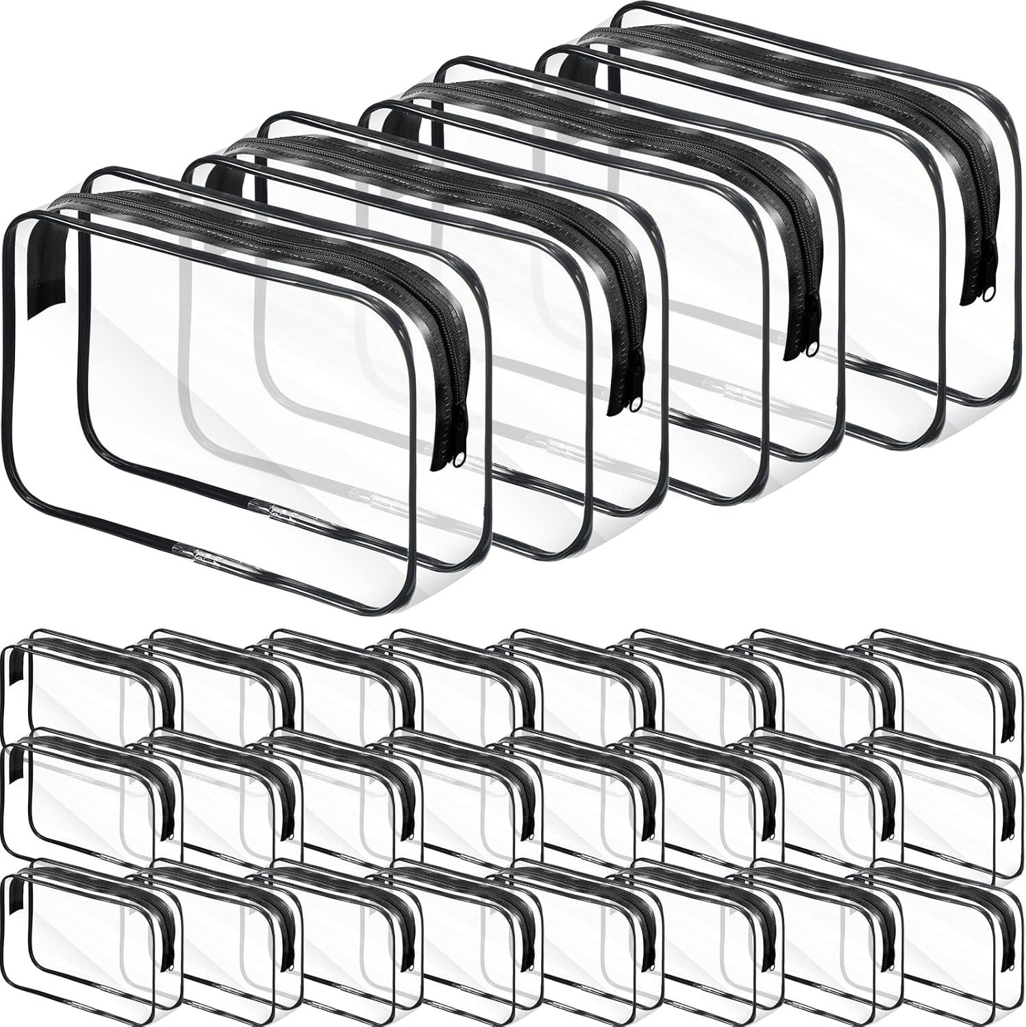 Reginary 28 Pieces Clear Cosmetic Makeup Bags with Zipper Bulk Travel Size Plastic Toiletry Carry Pouch Waterproof Portable Transparent Zippered Organizer Case for Women Men Traveling and Organizing, image number 1