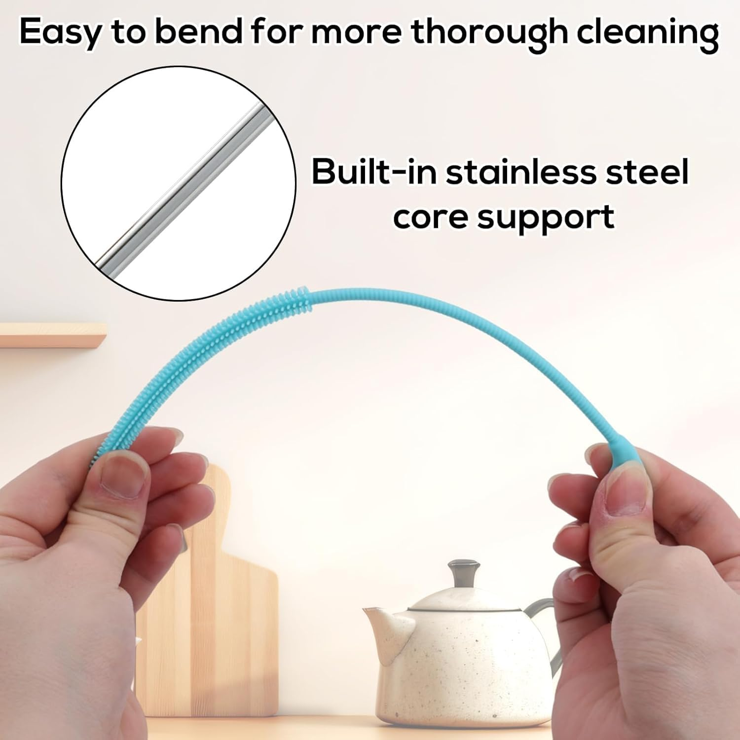 Silicone Straw Cleaner Brushes &ndash; Reusable, Bendable & Food-Grade with Non-Slip Handle | 6 Pack Multi-Colour Set for Straws, Bottles & Narrow Spaces (6Mm Diameter, 25Cm Length) image number 6