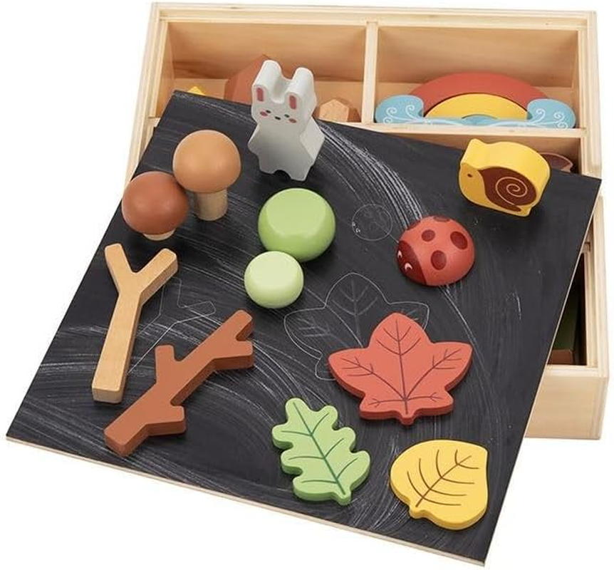 Tooky Toy My Forest Friends Wooden Forest Block Set &ndash; 40-Piece Montessori-Inspired Woodland Play Set with Trees, Animals & Nature Shapes &ndash; Imaginative & Open-Ended Play for Kids Ages 3+ image number 4