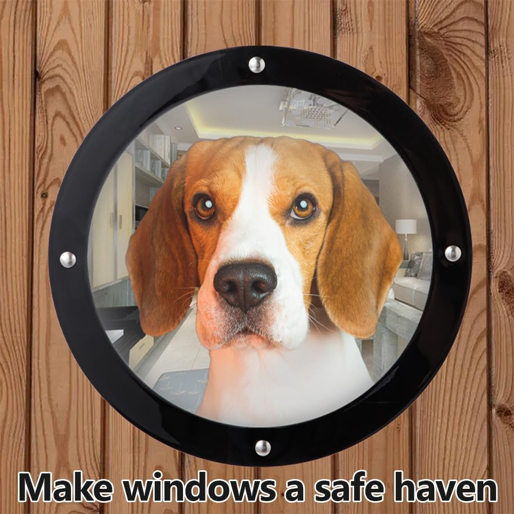 Dog Fence Window,Acrylic Clear View Window,Pet Peek Window,Dome Pet Peek,For Dog or Cat Even Horse Playpen, Outdoor, Boredom,For Safe,Acrylic ,Transparent, Sphere (Black) image number 4