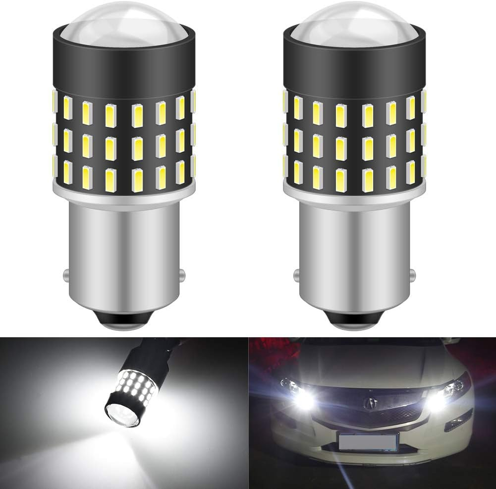KATUR 1156 BA15S 7506 1073 1095 Led Light Bulb High Power 3014 54 Chipsets Super Bright 650 Lumens Replace for Turn Signal Back up Reverse Brake Tail Stop Parking RV Lights,Xenon White(Pack of 2) image number 3