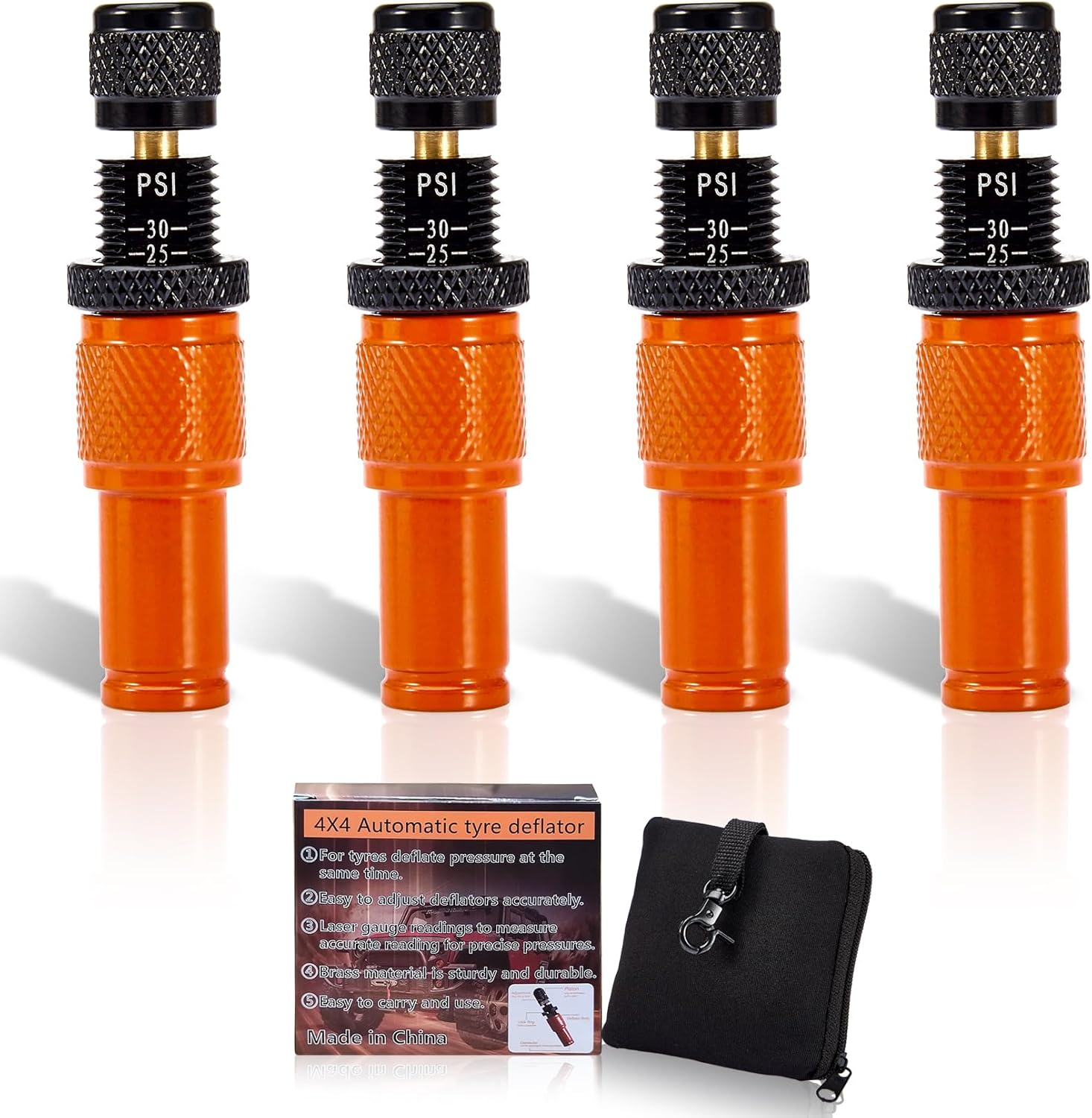 Krimocy Automatic Tire Deflator Kit 10-30 PSI, Adjustable Tyre Deflator Valve, 4 Pcs Screw-On Air down Tyre Tool for 4X4 4Wd Car Trucks Rvs Utvs image number 3