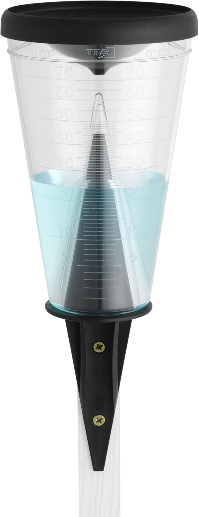 TFA Dostmann Rain Gauge 47.1008 Weather Resistant with Evaporative Protection Ideal for Garden, Agriculture or Patio Heavy Duty Black L 122 X W 122 X H 305Mm