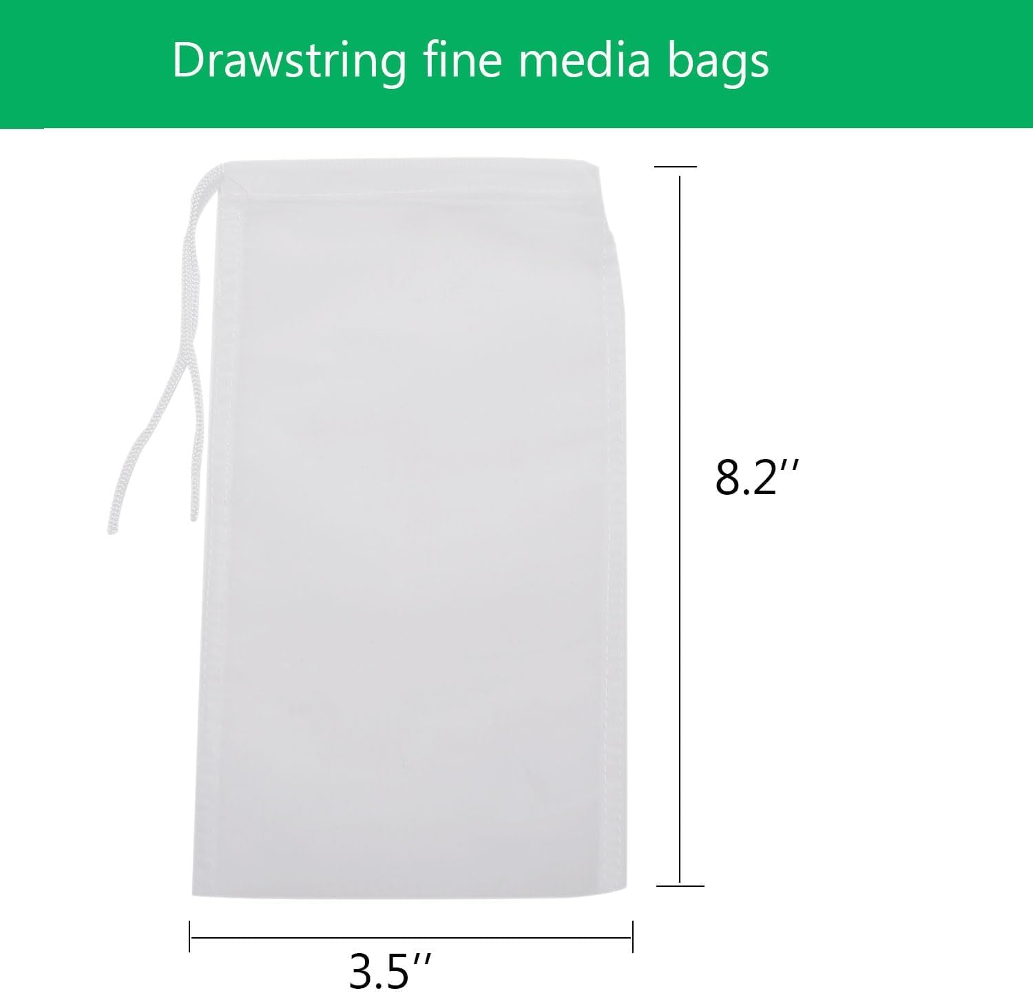 180 Micron Extra Fine Filter Media Bag, 6-Pack Reusable Nylon Drawstring Bags for Aquarium Canister Filter 、 Fish Tank(3.5"X8.2")-Weidllys image number 6