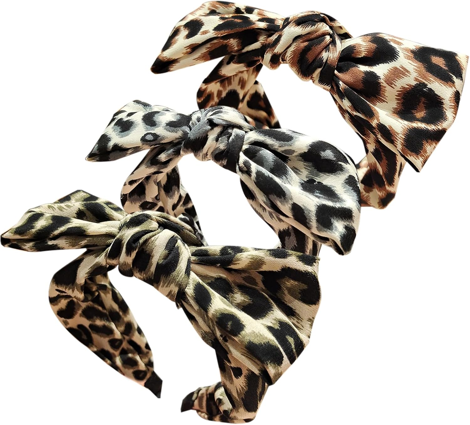 3Pcs Wide Headband French Bow Knot Hair Hoop Fabric Non-Slip Headwear Elastic Twist Hair Accessories Alice Hair Bands for Women Uk (Blackv)