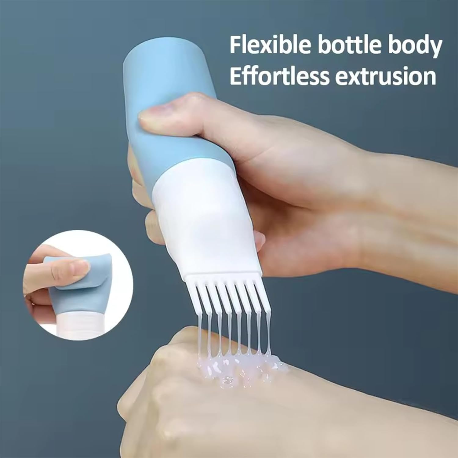 Pack of 2 Hair Oil Applicator, Applicator Bottle Hair 80 Ml Shampoo Hair Oil Applicator Bottle Hair Dye Brush Bottle Comb Root Comb Applicator Bottle for Hair Dyeing and Scalp Care, Grey and Blue image number 1