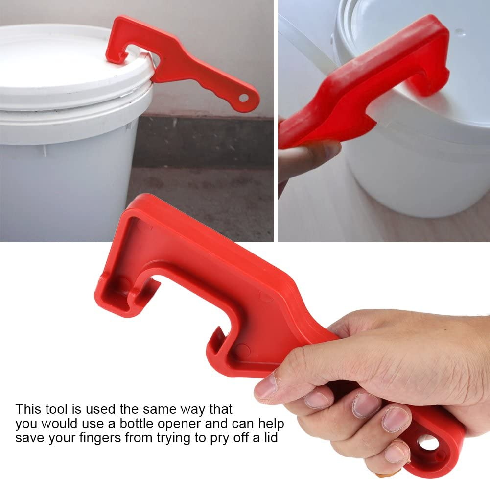 Plastic Bucket Lid Opener, Manual Plastic Paint Can Opener Wrench Home Garage Office Lid Opener Tool(Red) image number 5