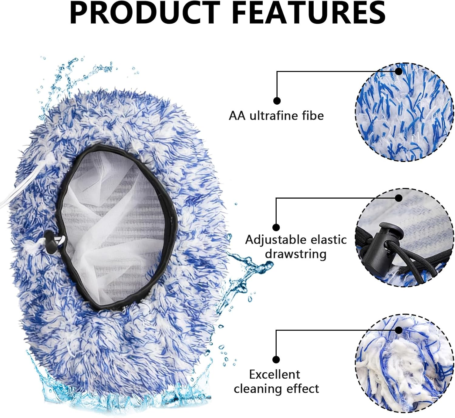 Wenxiaw Pack of 2 Car Wash Brush Covers, Brush Cover Set, Car Wash Microfibre Brush Cover, Wash Brush Cover for Car Cover, Wash Brush, Car for Gentle Car Wash and Car Care (Red and Blue) image number 6