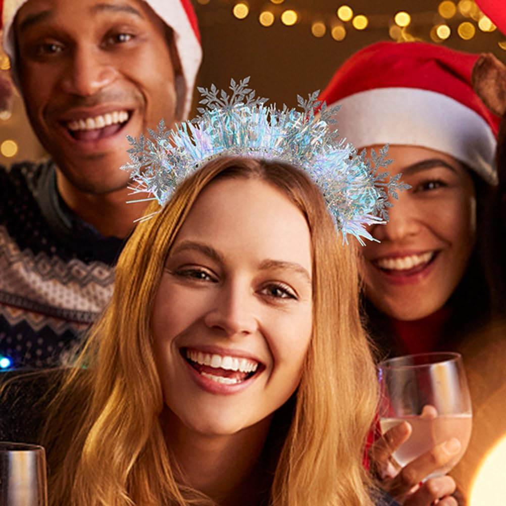 Beaupretty Pack of 3 Christmas Snowflake Headbands, Snowflake Headbands, Christmas Glitter Tinsel Headbands, Christmas Costume Hair Accessories for Women And image number 2