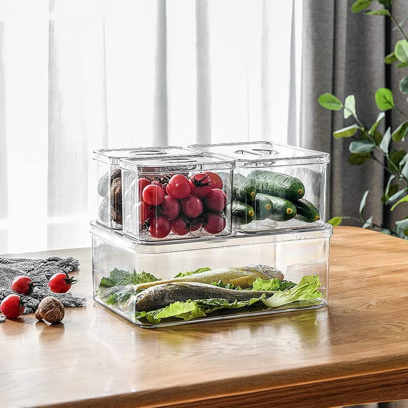 Set of 4 Refrigerator Organizer Box with Lid - Storage Boxes for Fridge, Freezer, Pantry, Kitchen Cabinet, Shelves - Plastic Containers to Store Fruit, Spices, Vegetable, Fish, Meat image number 5