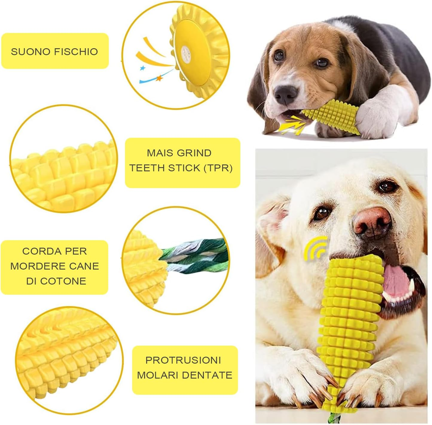 Esshogo Puppy Interactive Corn Toy with Toothbrush and Clean Teeth Dog Toys Interactive Chew Toy with Corn Sticks for Small Medium Large Dogs image number 4