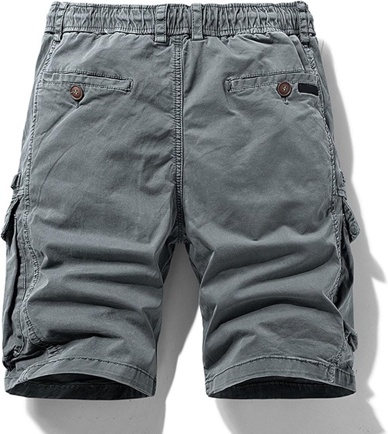 Men Multi Pocket Street Straight Shorts Casual Button Short Denim Pant Vintage Loose Lightweight Cargo Overalls, Grey4, 28 image number 1