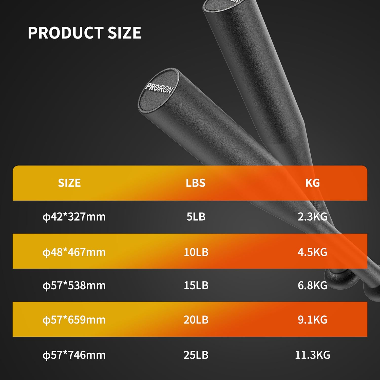 PROIRON Indian Clubs Steel Mace Bell - Weight Club Bells for Strength Training, Rehabilitation, Conditioning and Rotational Training - 5, 10, 15, 20, 25Lb Options for Women & Men image number 3