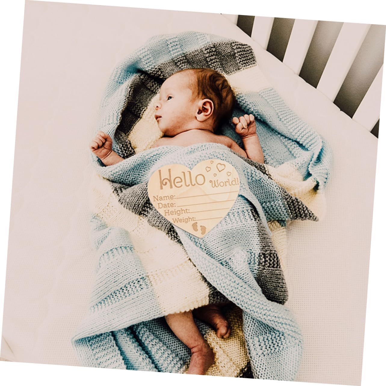 4Pcs Name Sign Wooden Newborn Birth Announcement Prop Cute Milestone Photography Decor for Nursery Memory Keepsakes