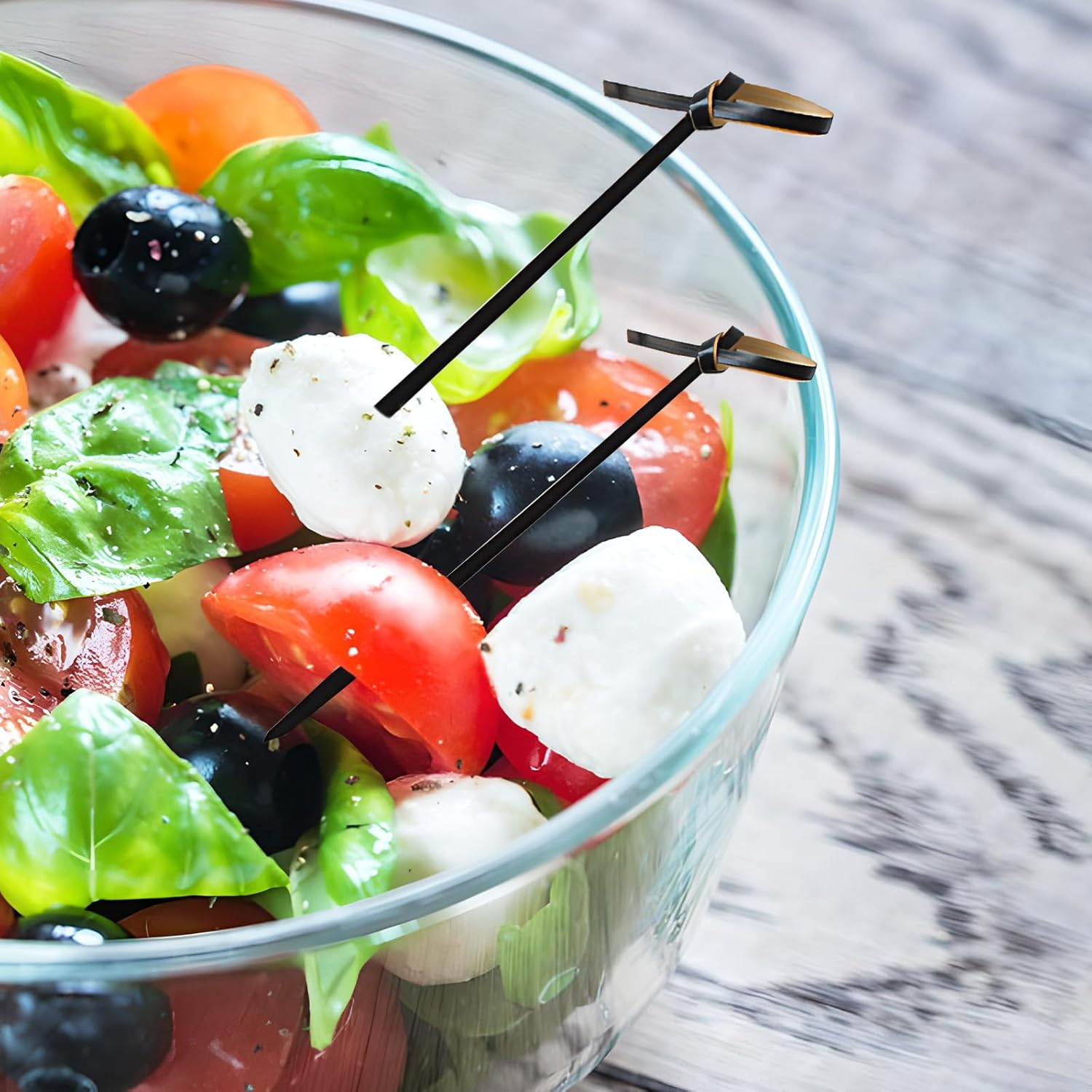 200Er Pack Cocktail Picks, Toothpicks for Appetizers, Natural Bamboo Knot Skewers, Mini Food Sticks, Fancy Tooth Picks for Fruit,Charcuterie,Cocktail Garnish Accessories, Party Supplies (Black, 9Cm) image number 6