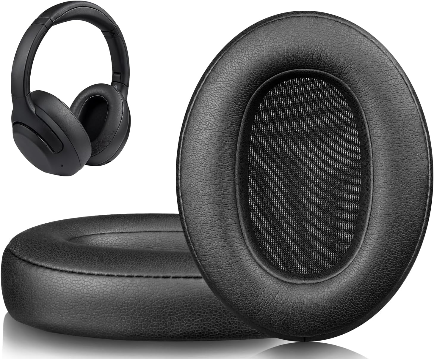 SOULWIT Earpads for Sony WH-XB900N/WH-CH710N/WH-CH720N/WH-RF400/MDR-RF895RK Headphones, Ear Pads Cushions with Soft Protein Leather, High Density Foam - Black