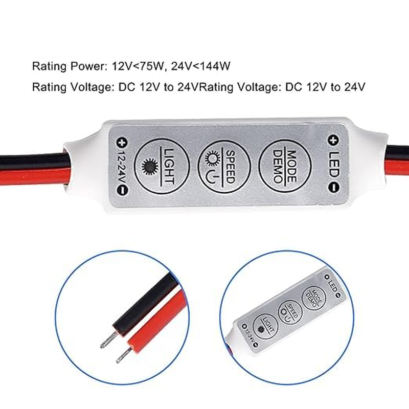 5PCS Mini LED Dimmer Controller 12V -24V LED Strip Dimmer Single Color Controller Brightness Dimmer 3 Keys ，Suitable for Monochrome Light Strips image number 4