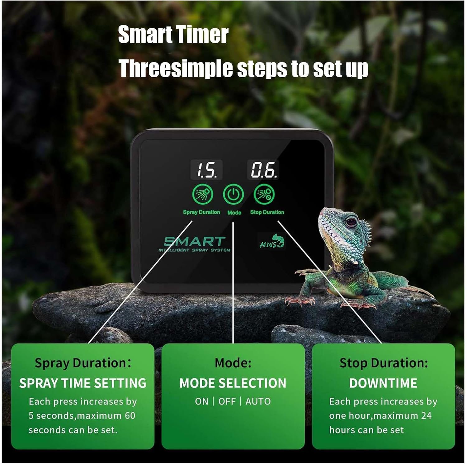 Lizihaowu Reptile Mister System with Timer, Smart Fogger for Reptiles Tank, Terrarium Mister Kit image number 1