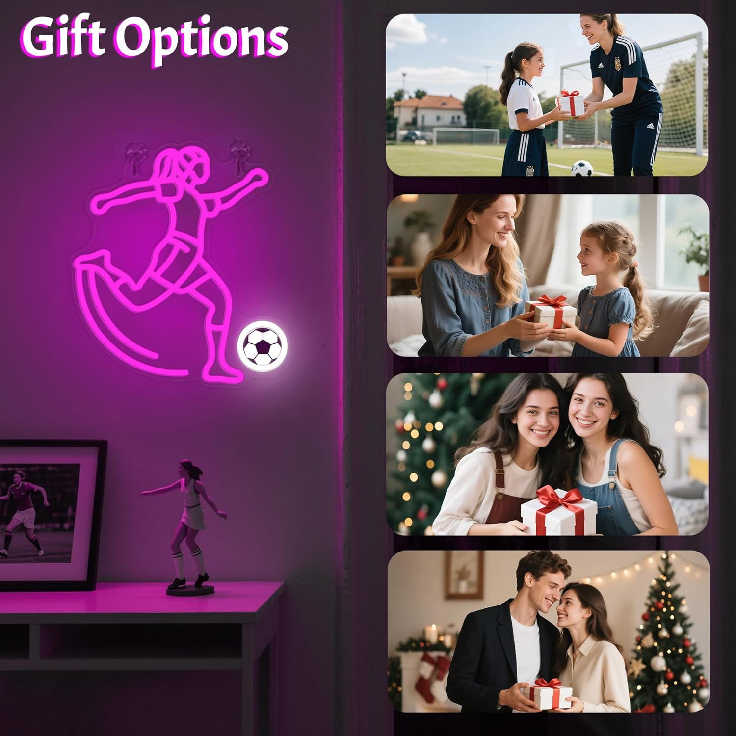 Okiyid Soccer Neon Sign for Girls - Dimmable Sport Wall Decor with USB Power,Unique Gifts for Soccer Girls Women, LED Neon Lights for Friends College Dorm Football Fans Accessories image number 6