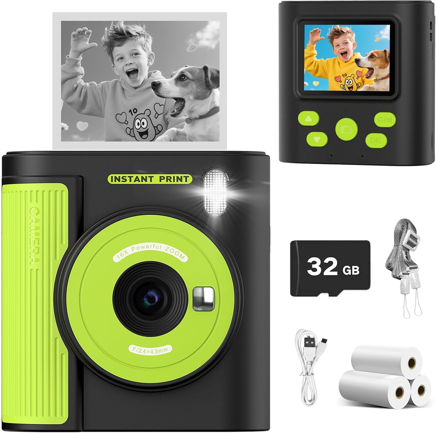 Mgaolo Kids Camera with Instant Print, Thermal Printing Digital Camera Toy for 3-12 Years Old Children, Safe Ink-Free Design, Present for Creativity & Learning (Purple)