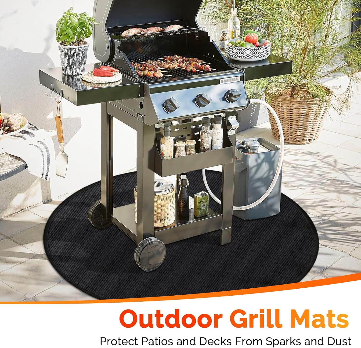 Rhoyee 24" round Fire Pit Mat for Solo Stove Bonfire &ndash; Fireproof & Waterproof under Grill Mat for Outdoor Grill, Patio, Deck & Camping &ndash; Heat-Resistant Fiberglass BBQ Mat, Reusable Grill Accessory image number 6